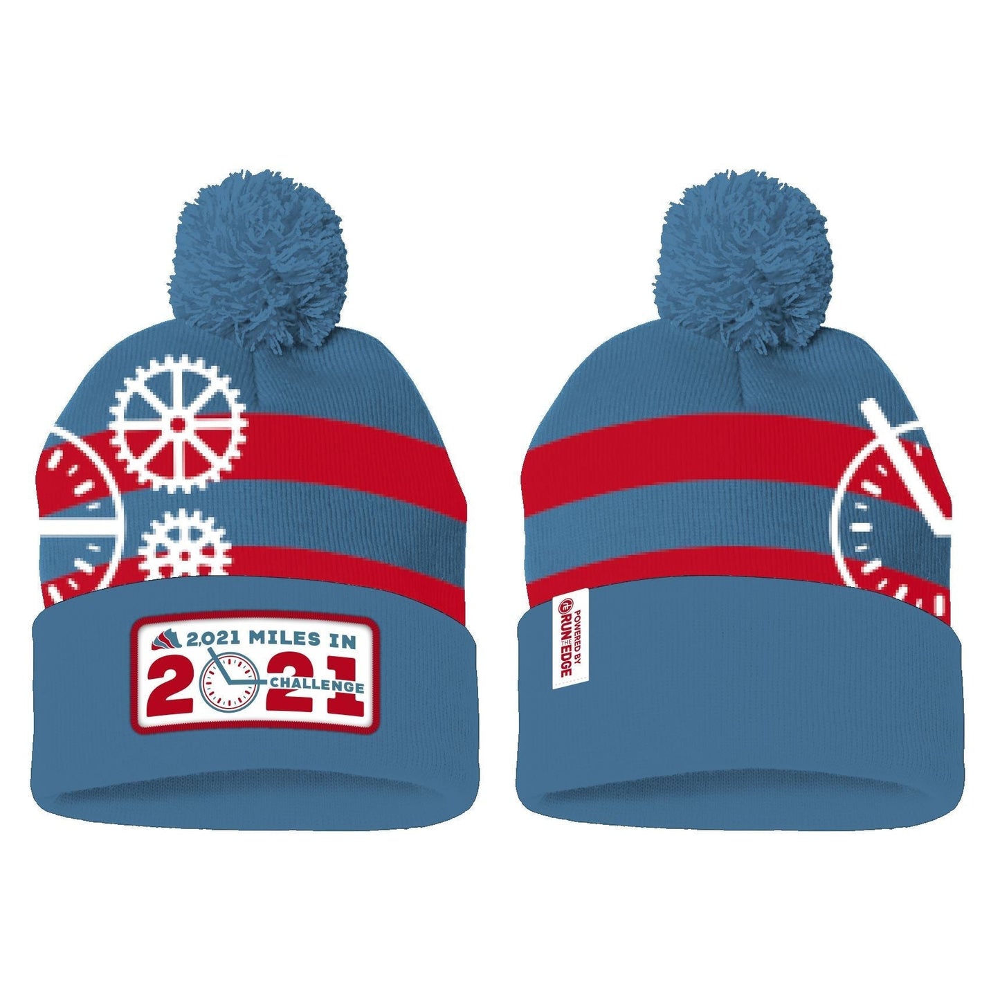 Run The Year 2021 Pom Pom Beanie Virtual Fitness Challenge Accessories | Run The Edge